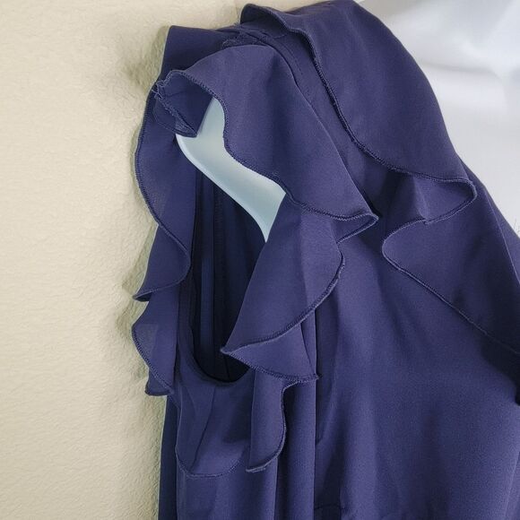 Rose & Olive Nwt Navy Blue Cold Shoulder Chiffon Top Blouse Size 1x - Picture 3 of 7